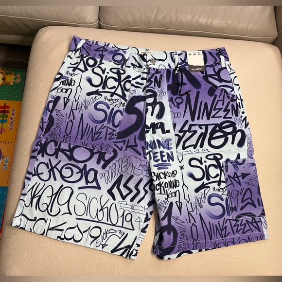 NWT - Pull & Bear x Sicko 19 Men’s Denim Shorts - Size 34 - Picture 2 of 8